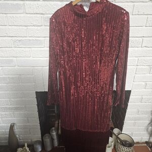 Elegant Red Sequin Dress